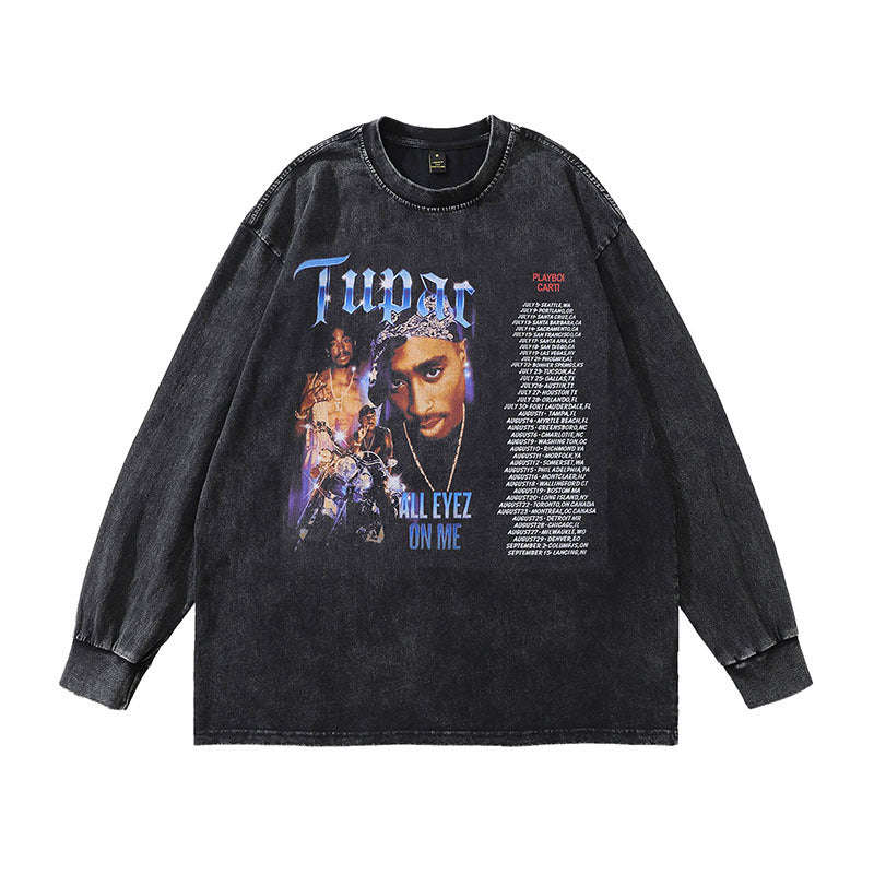 Men's Long Sleeve Shirt Vintage Long Sleeve T-shirt Men's and Women's Vintage Vintage Bottoming Top