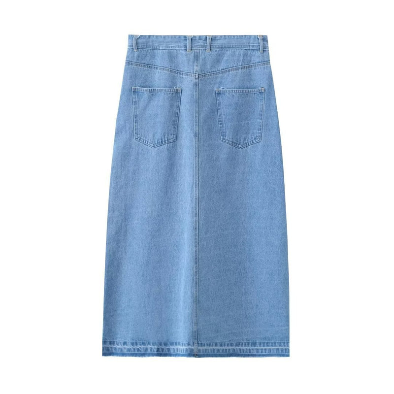 Women Skirt Women's Split Denim Skirt Long