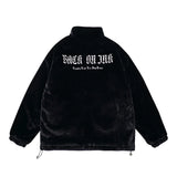 Men Cotton Padded Jacket Coat Letter Embroidered Cotton Jacket Men Winter Thickening Stand Collar Baggy Coat