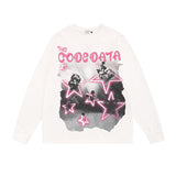 Men Long Sleeve Shirt Vintage Floral Print Long Sleeves Bottoming T-shirt Men and Women Loose