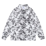 Men's Long Sleeve T Shirt Printed Long Sleeve Shirt Men's Ins Loose Casual Print Shirt