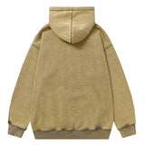 Men Fleece Lined Hoodie Letter Embroidery Washed and Worn Hooded Sweater Men's Loose Street Pullover Hoodie