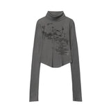 Women Long Sleeve T-Shirt Long Sleeve T-shirt Girls Spring and Autumn Printed Short