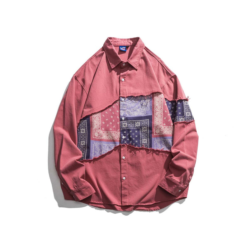 Unisex Jacket Fall Paisley Stitching Shirt Women's Clothing