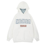 Men Hoodie Turtleneck Hooded Sweater Men's Paste Cloth Embroidery Letter Pullover