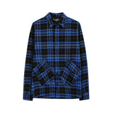 Men's Long Sleeve T Shirt Plaid Embroidered Letter Shirt Men's Ins Loose Casual