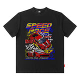 Men's T Shirt Retro Racing Short Sleeve Men's and Women's Hiphop Loose T-shirt