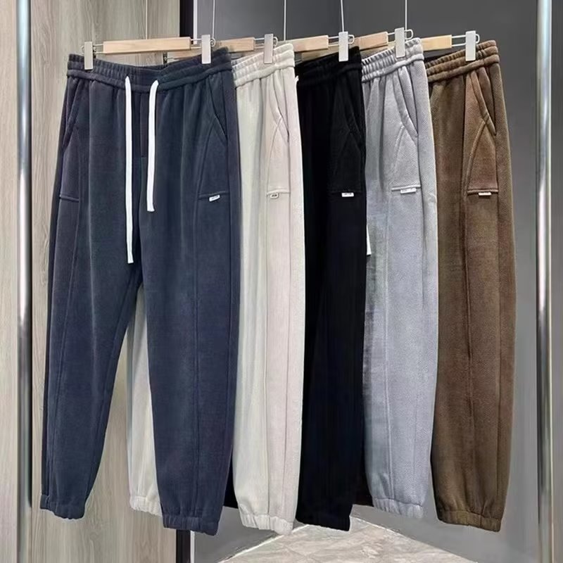 Men Sweatpants Autumn and Winter Leisure Corduroy Pants Sports Loose