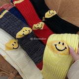 Kapital Sock Hitian Hehong Thick Thread Smiley Face Socks Autumn and Winter Celebrity Thick Knitted Socks Mid-Calf Knitted Wool