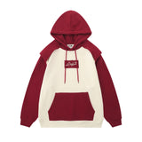 Men Hoodie Color Contrast Patchwork Design Hooded Sweater Men