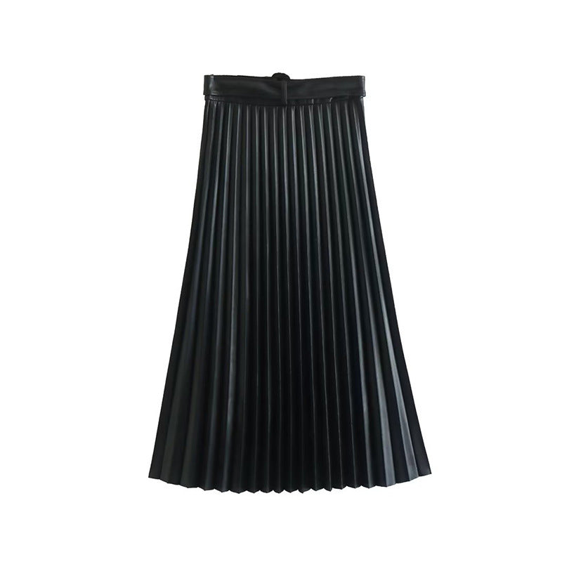 Women's Skirt Spring and Autumn Korean Skirt Women's Leather