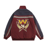 Men Cotton Mixed Jacket Coat Stitching Contrast Color Cotton Coat Jacket Men Winter Cotton Padded Warm Loose Letter Embroidery