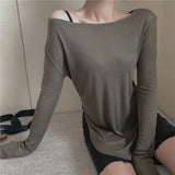 Women Long Sleeve Shirt Crew Neck Bottoming Shirt Top