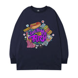 Men Long Sleeve Shirt Cartoon Pattern Printed Long Sleeve T-shirt Men and Women Couple Hip Hop