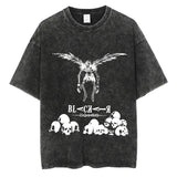 Harajuku Vintage Washed T Shirts Death Note Anime