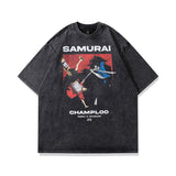 Men's T Shirt Cartoon Printed round Neck Short Sleeve T-shirt Men's and Women's Retro Vibe Style