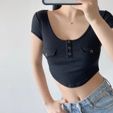 Women T-Shirt Short Sleeve Tight T-shirt Top