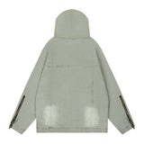 Men Denim Jacket Washed and Worn Hooded Denim Jacket Men's Loose Spring and Autumn Denim Sweatshirt
