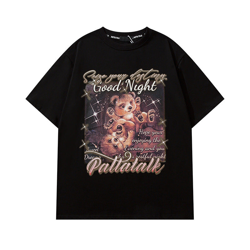 Men T Shirt Printed Couple Casual Short-Sleeved T-shirt Men and Women Hip Hop