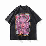 Men T Shirt Portrait Printing Loose Short Sleeve T-shirt Men and Women Street Retro