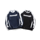 Unisex Hoodie Retro Patchwork Contrast Color Coat Men's and Women's round Neck Sweater