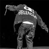 Graffiti Bomber Jacket Graffiti Cola Embroidery Denim