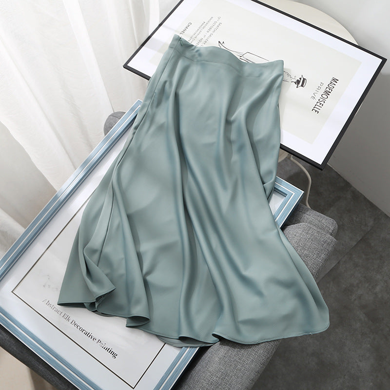 Women Skirt Spring and Summer Silky High Waist Skirt for Women