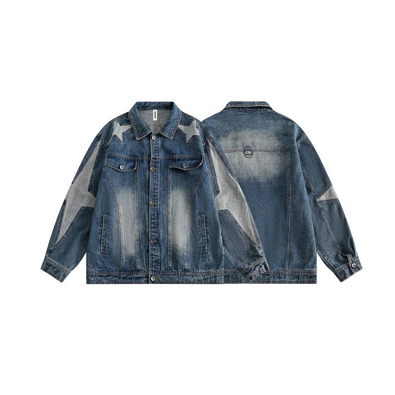 Unisex Jacket Autumn Cross Star Denim Coat for Women