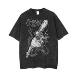 Anime Chainsaw Man Acid Tshirt Retro Vintage Washed