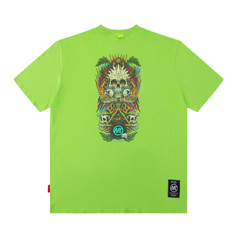 Men T Shirt Vintage Printed Spring and Summer Loose Short Sleeve T-shirt for Men and Women