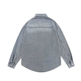 Men Long Sleeve T Shirt Washed and Worn Denim Shirt Jacket Spring and Autumn Men's Embroidery Loose Long Sleeve Shirt