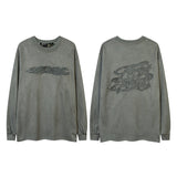 Men Long Sleeve Shirt Embroidered Long Sleeve T-shirt Retro Loose Base Hoodie Men and Women