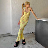 Women Desses Summer Printed Dress Fishtail Skirt Vacation Style