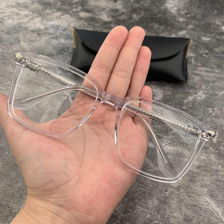 CHH Chrome Hearts Glasses Large Square Large Face Silver Plain Myopia Glasses Frame
