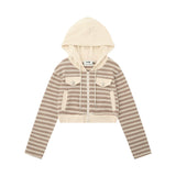 Women Hoodie Short Hoodie Knitted Women's Autumn Zipper Jacket