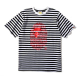 Bathing Ape T Shirt Striped Ape Head Letter Print Short-Sleeve T-shirt