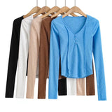 Women T-Shirt T-shirt Bottoming Shirt Spring Long Sleeves Inner Wear Short