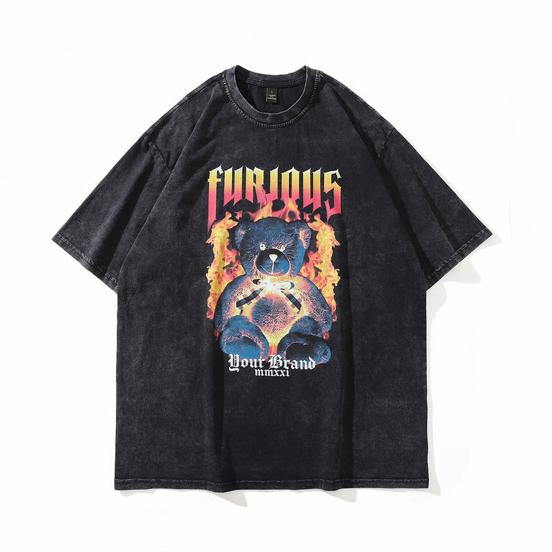 Men T Shirt Cartoon Printed Short-Sleeved T-shirt Baby Boy and Girl Summer Loose Couple