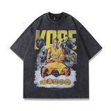 Men T Shirt Worn Looking Washed-out Character Print Short Sleeve T-shirt Men Hip Hop