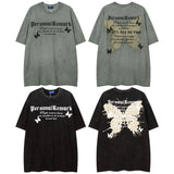 Men T Shirt Washed and Worn Short-Sleeved T-shirt Men's Retro