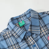 Men Long Sleeved T Shirt Badge Plaid Long Sleeve Shirt Outer Wear Men's Vintage Loose Spring and Autumn