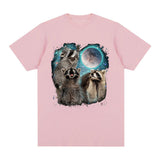 3 Racoon Moon Howling Raccoon Head T Shirt Funny Graphic