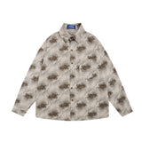 Men Long Sleeved T Shirt Hawaiian Drape Floral Shirt Men's Spring and Autumn Loose Lapel Long Sleeves Shirt