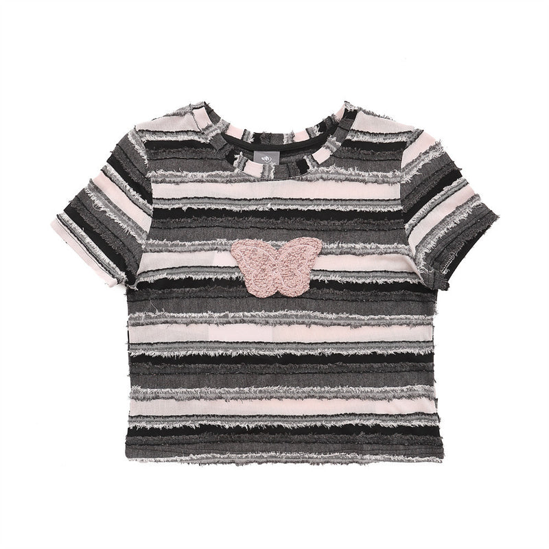 Women T-shirt Short-Sleeved T-shirt for Girls Summer Affixed Cloth Embroidered