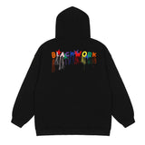 Men Fleece Lined Hoodie High Street Hooded Sweaters Menswear Ins Loose Casual Five-Pointed Star Embroidery