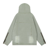 Men Denim Jacket Washed and Worn Hooded Denim Jacket Men's Loose Spring and Autumn Denim Sweatshirt