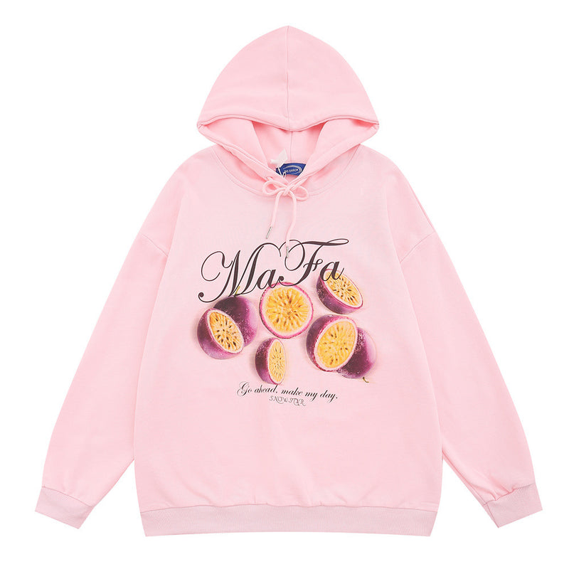 Men Hoodie Fruit Printed Sweater Men's Spring and Autumn Leisure Loose Sports