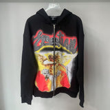 Mixed Emotion hoodie Masked Angel Hot Diamond Zip Cardigan Sweater Jacket Loose Hoodie