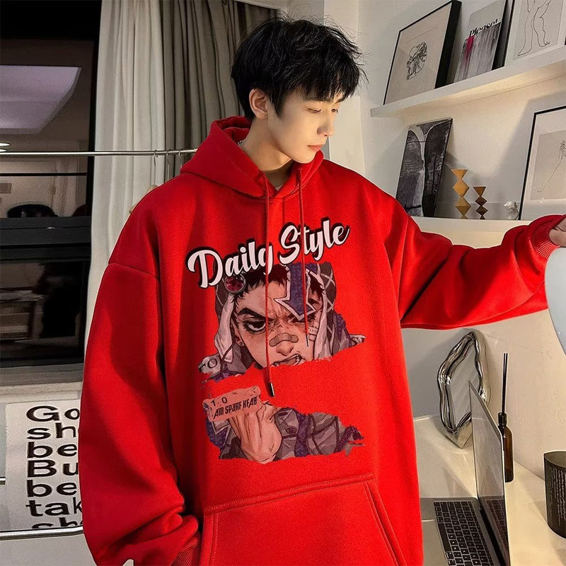 Men Hoodie High Street Fashion Brand Sweater Spring and Autumn High-Grade Anime