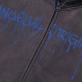 Men Hoodie Tie-Dye Gradient Hooded Coat Men's Autumn Letter Print Washed and Worn Cardigan Sweater